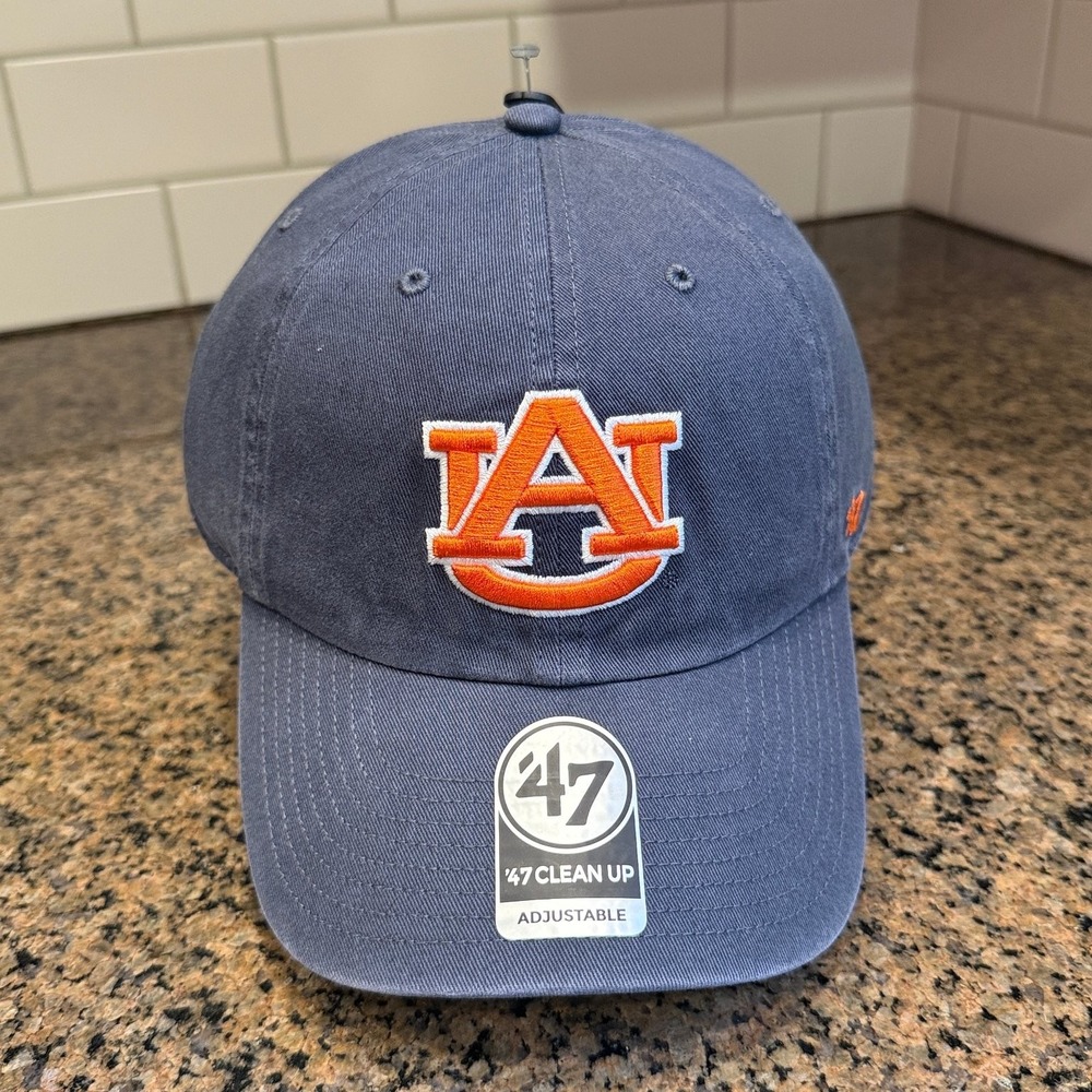 Auburn '47 Clean Up Baseball Cap Adjustable Navy Blue Orange New